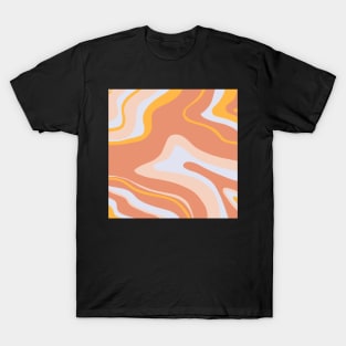 groovy boho, pink and yellow marbled abstract print T-Shirt